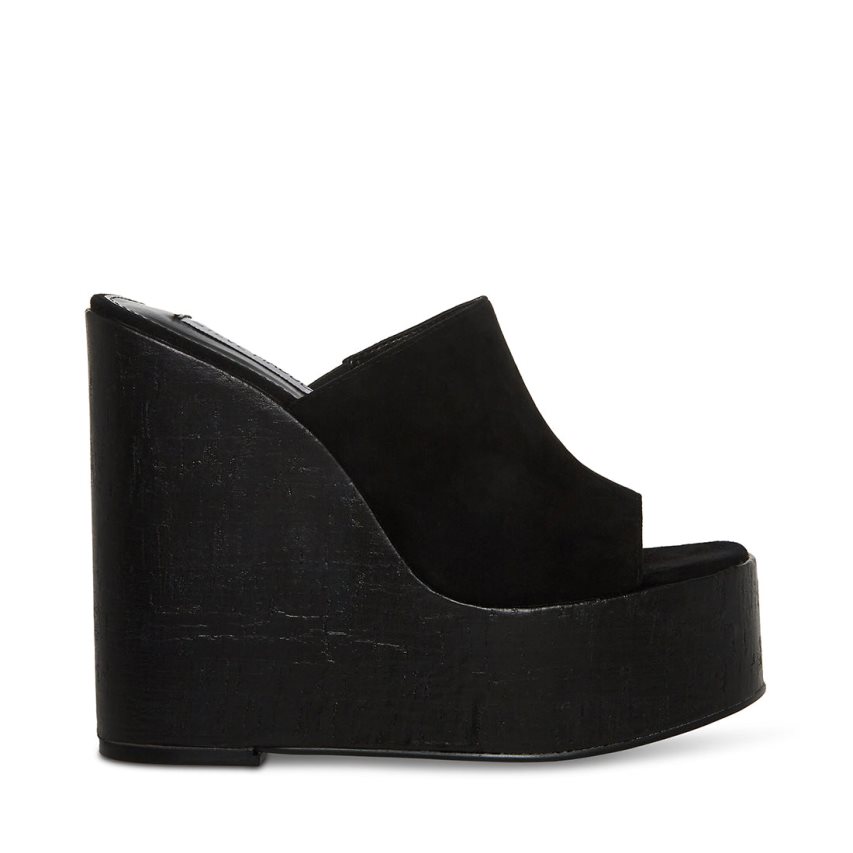 Zapatos Cuña Steve Madden Joanne Gamuza Mujer Negras | ES PD6984